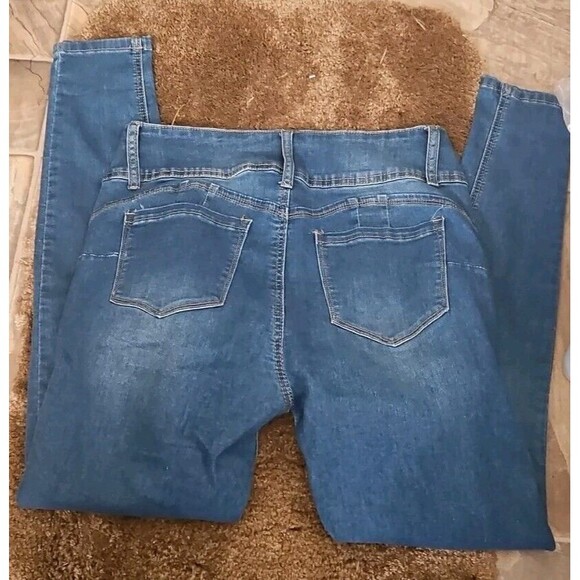 New Wax Jean Butt I Love You! 13 31x29 3 Button High Rise Ripped Med Blue Jeans - Picture 6 of 7